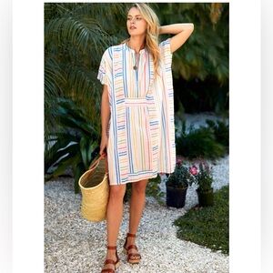 Emerson Fry Short Caftan - Rainbow Stripe Organic